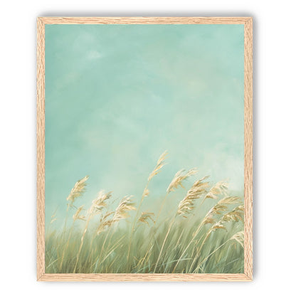Turquoise sky over pale grass