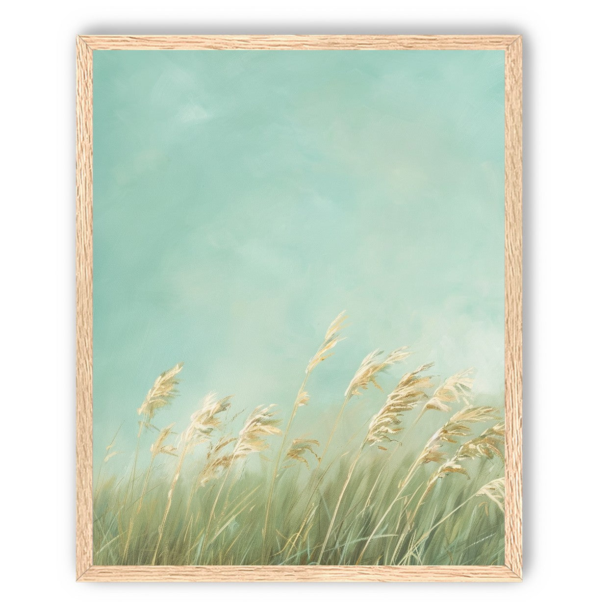 Turquoise sky over pale grass