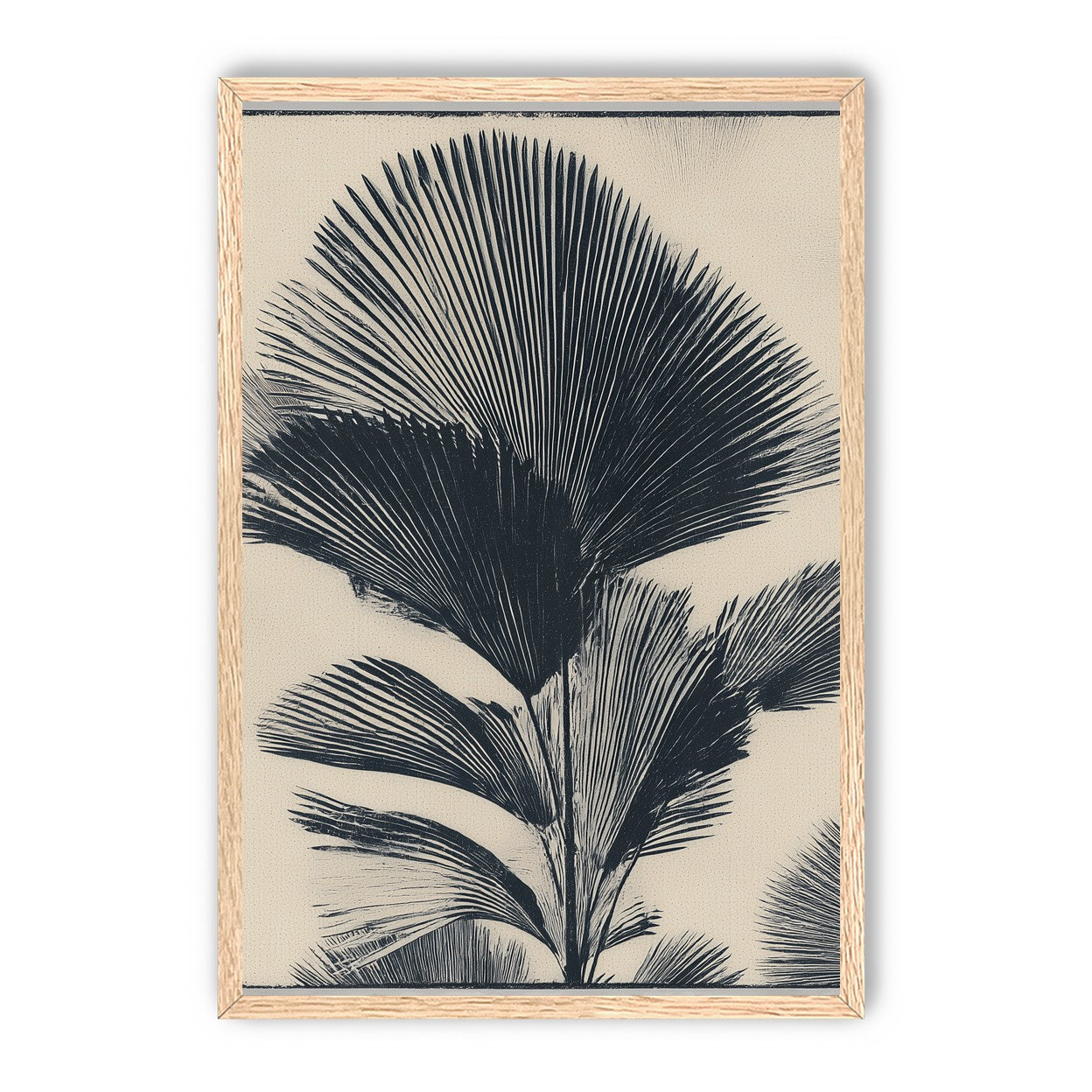 Palm fronds in black ink