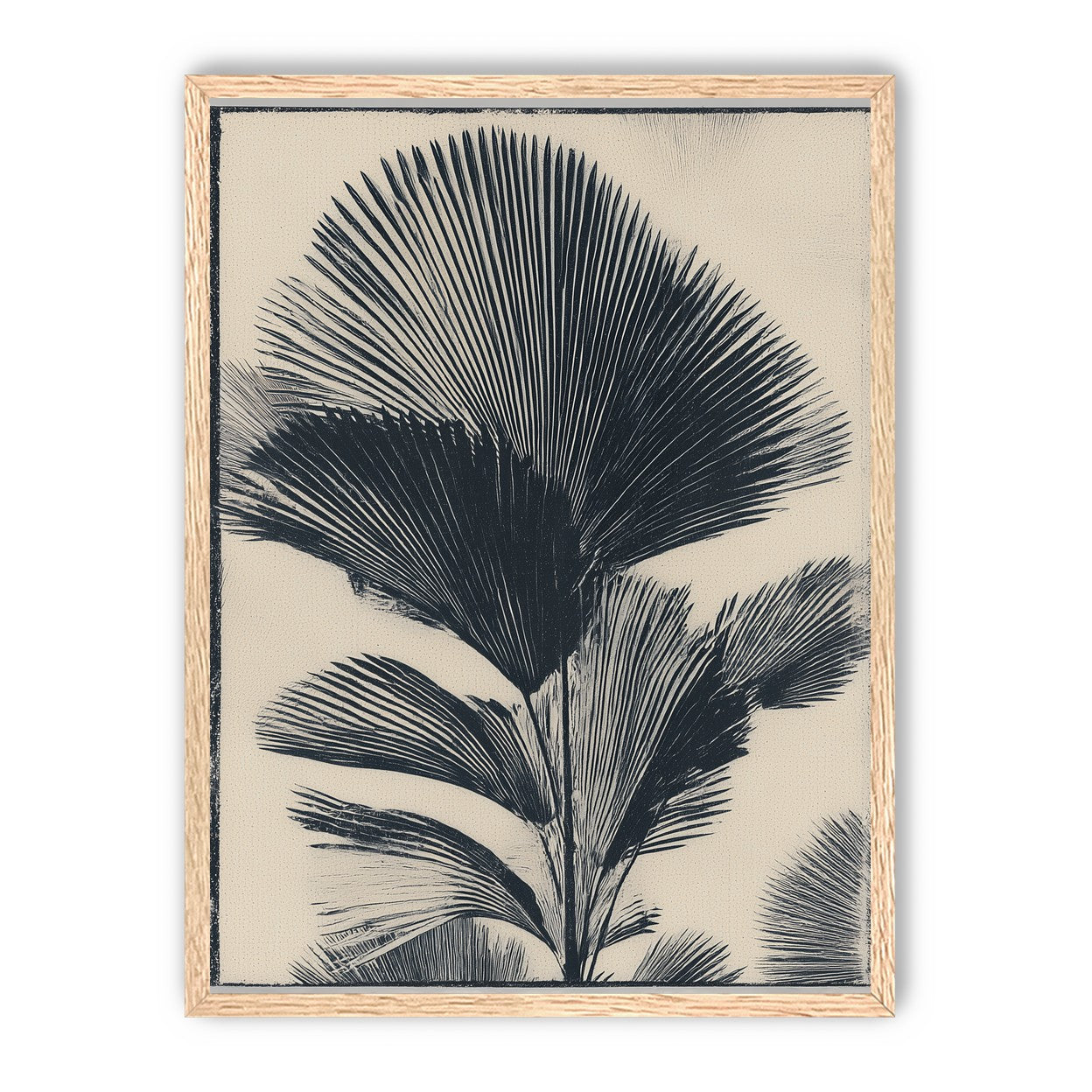 Palm fronds in black ink
