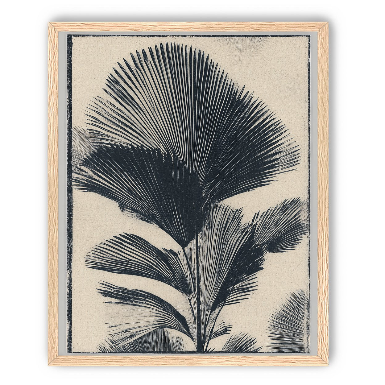 Palm fronds in black ink