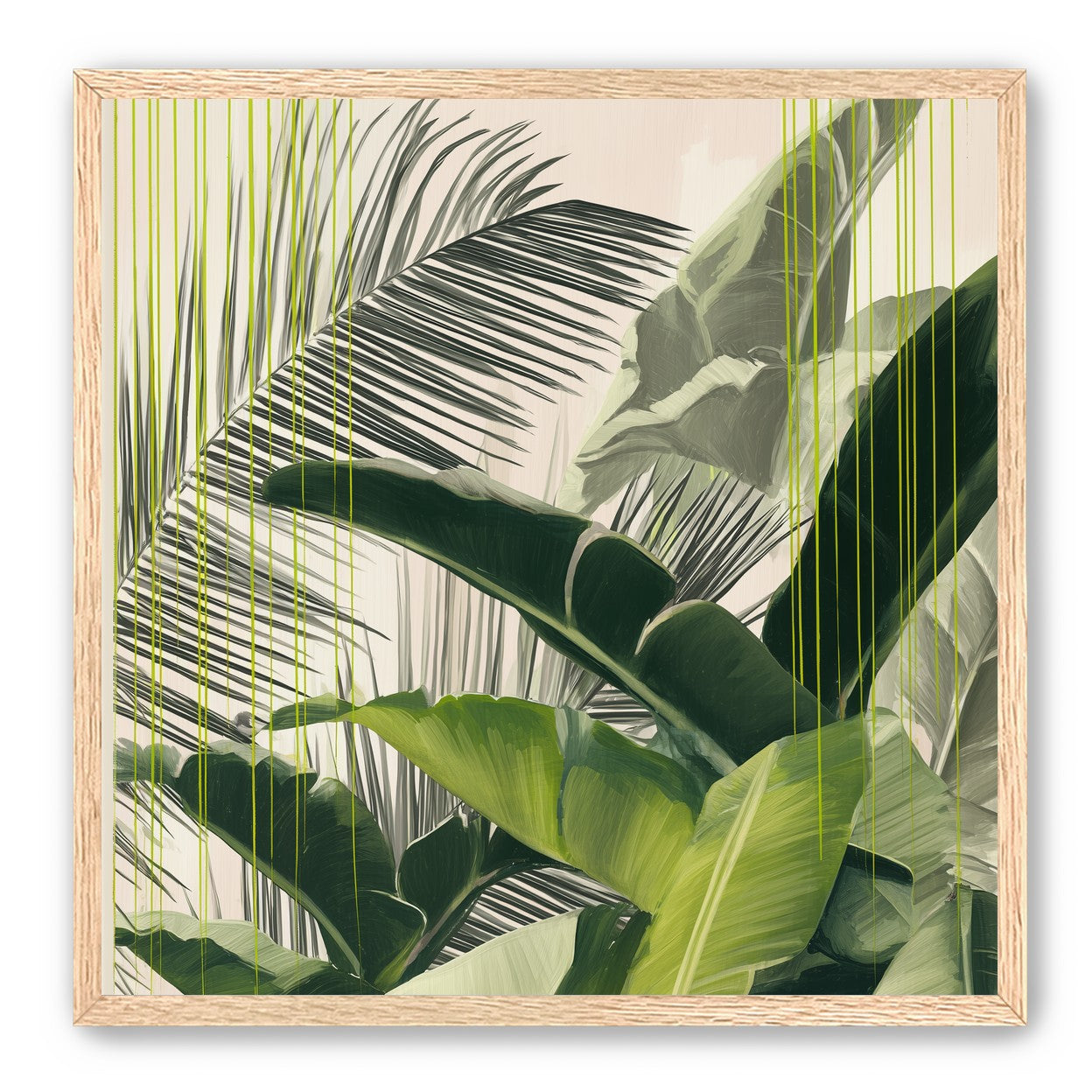Green drips over palms