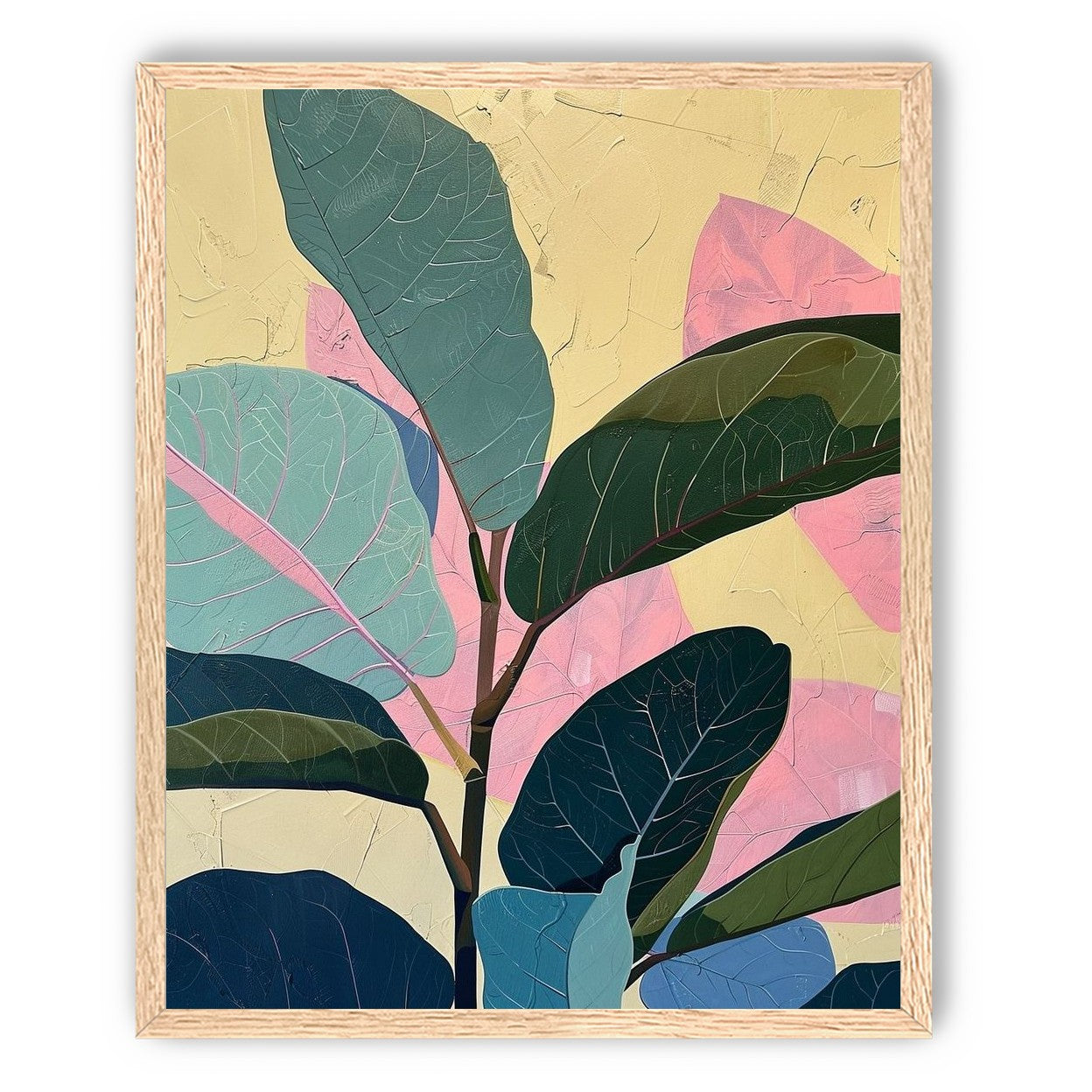 Leaves leaning into pink light
