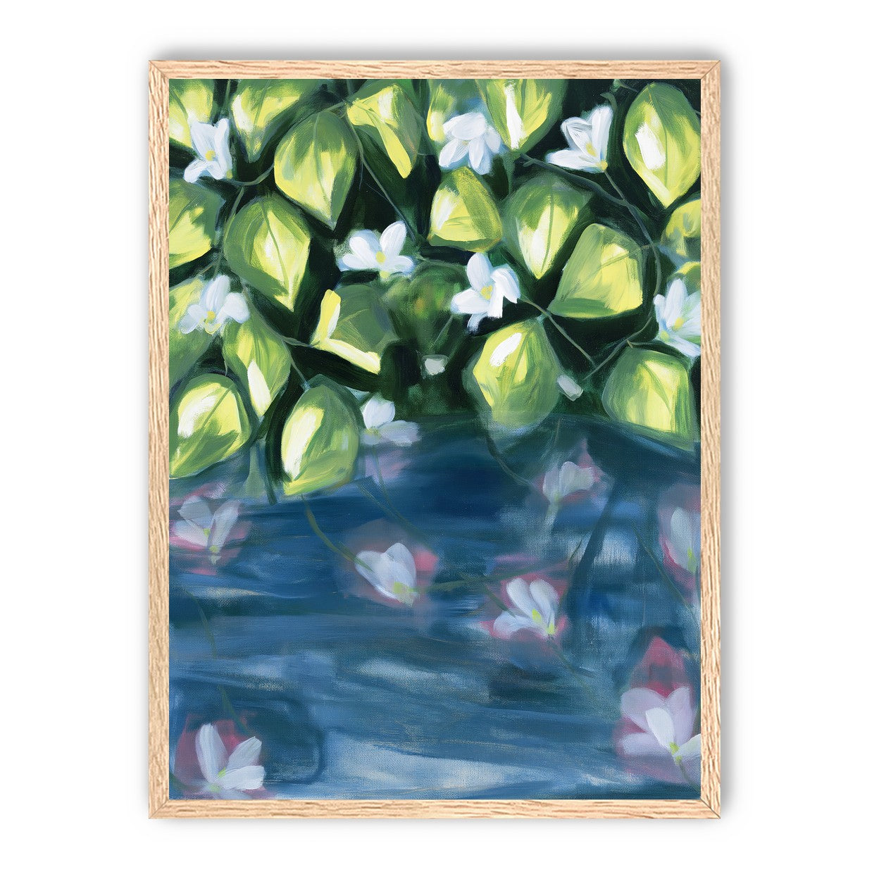 White flowers over blue water