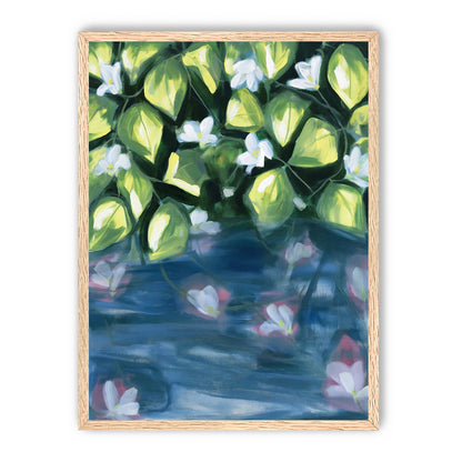 White flowers over blue water