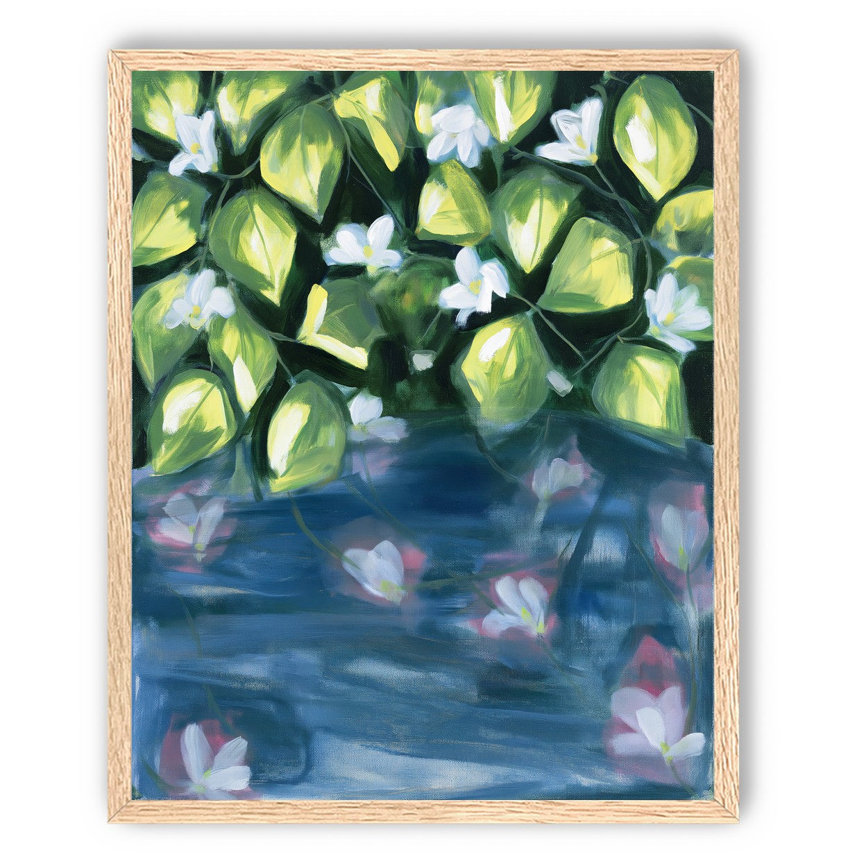 White flowers over blue water