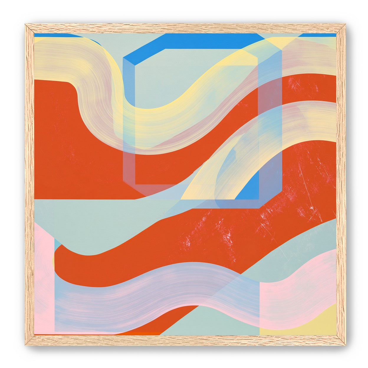 Translucent bands over red blocks