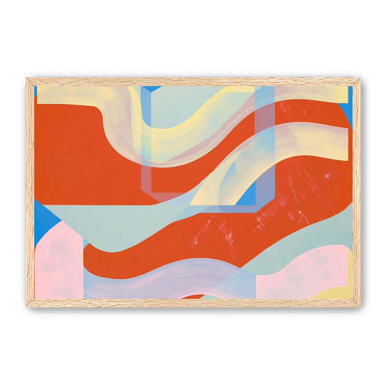 Translucent bands over red blocks