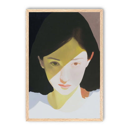 Yellow light across her face