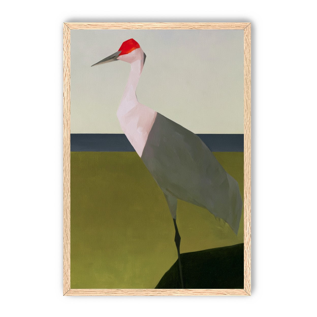 Red crown crane at the shore