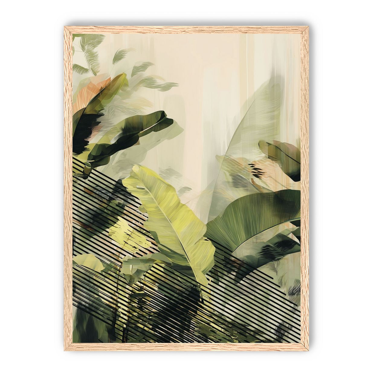 Green leaves over black stripes