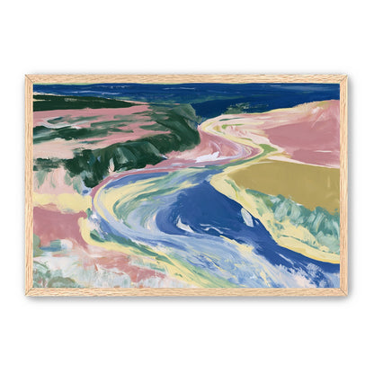 River bend in pink fields