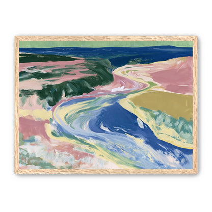 River bend in pink fields
