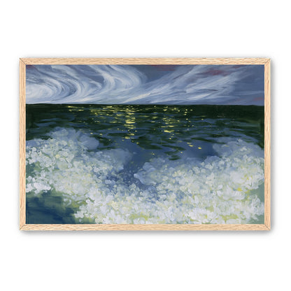 Foam and starlight at sea