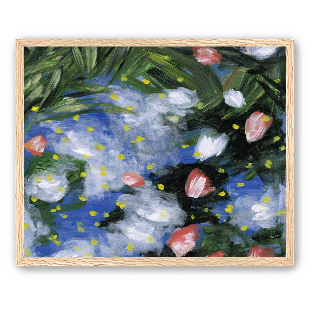 Yellow flecks on blue ground