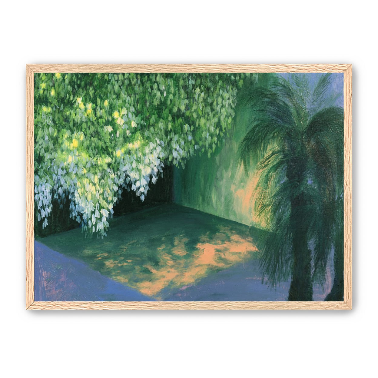 Yellow light on green pond