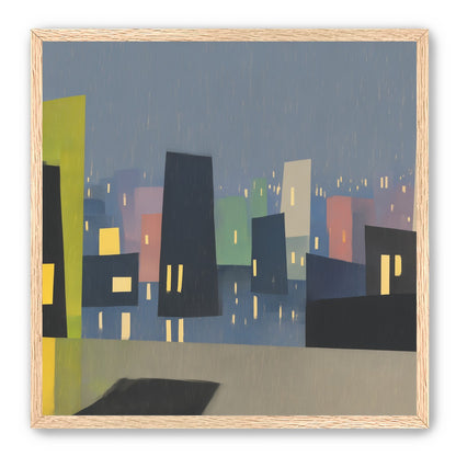 Rain on the lit skyline