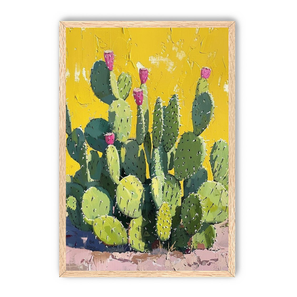 Pink blooms in yellow heat