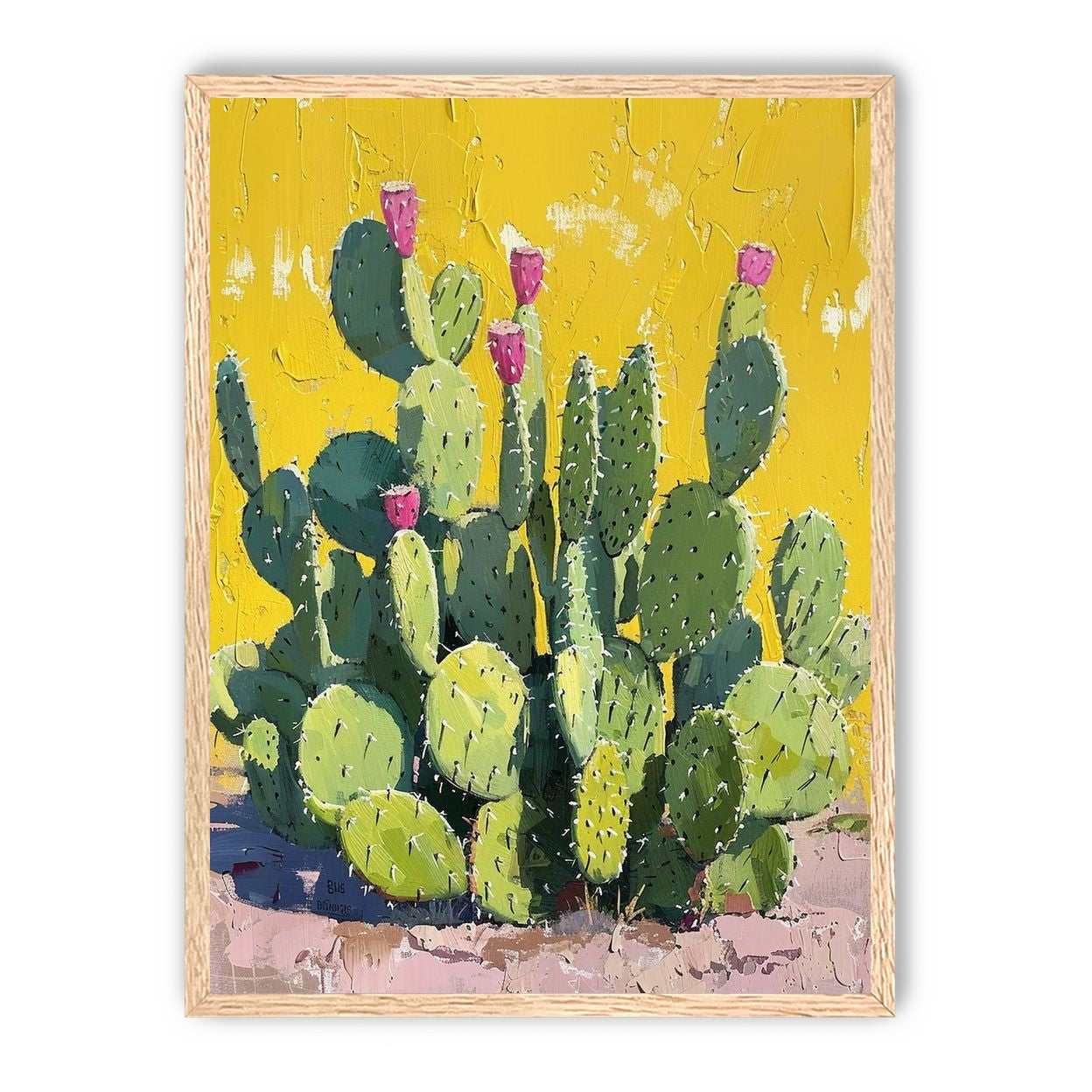Pink blooms in yellow heat