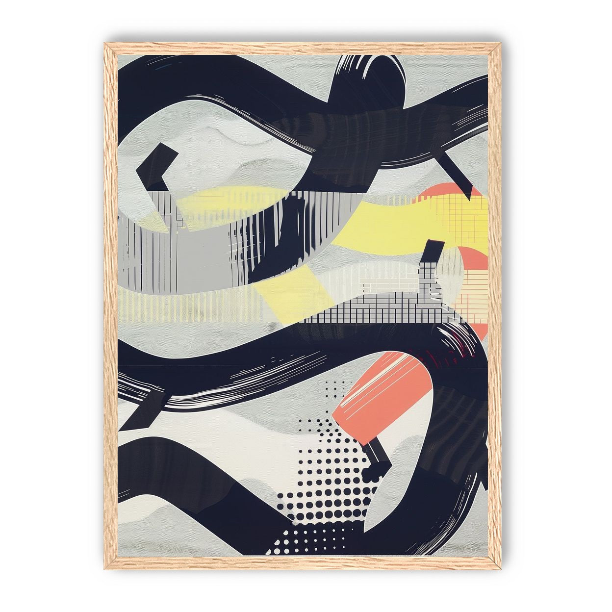 Black loops over yellow blocks