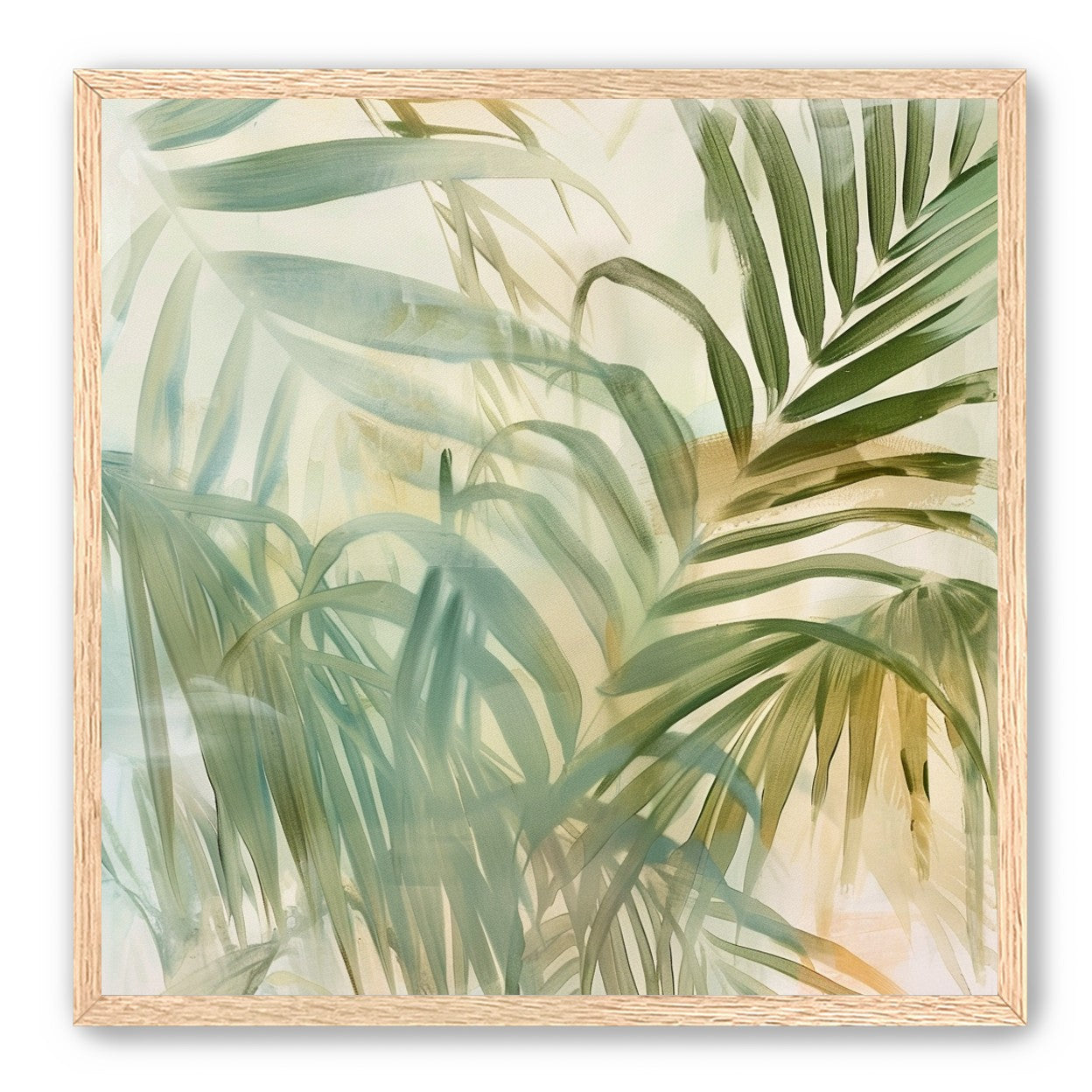 Palm leaves in pale wash