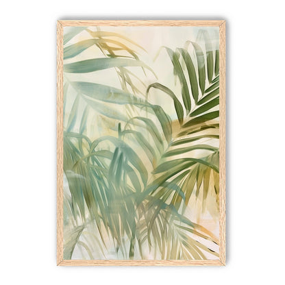 Palm leaves in pale wash