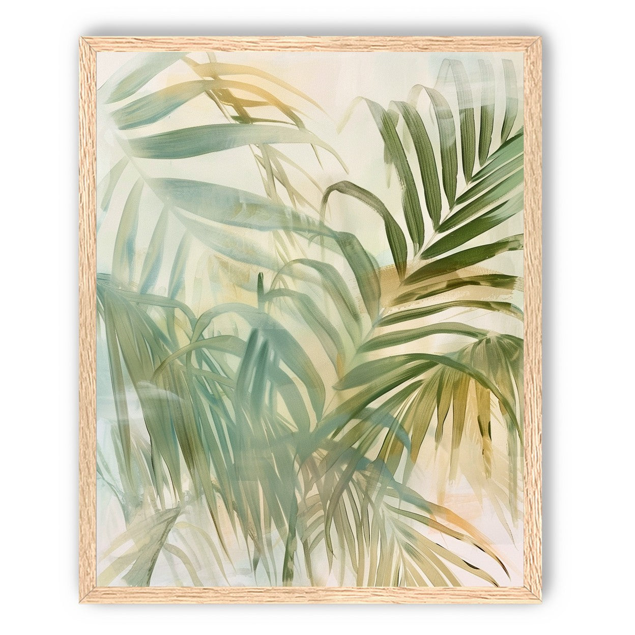 Palm leaves in pale wash