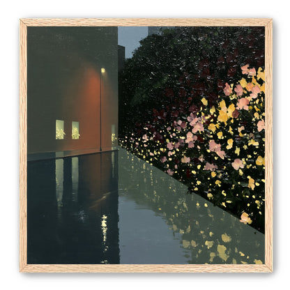 Flowers beside the wet wall