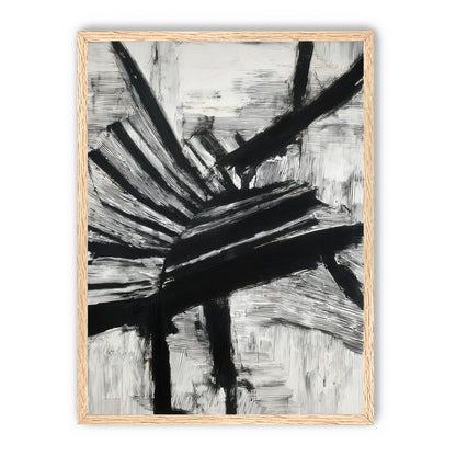 Non-Representational: Thick black brushstrokes cross and stack over a white surface filled with fine scratched lines.