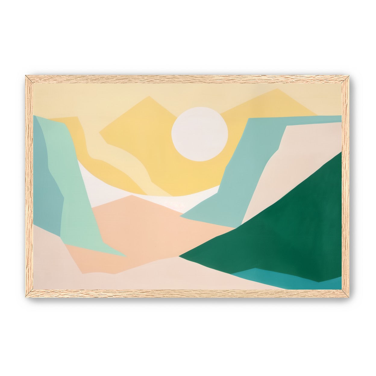 White sun over pastel hills