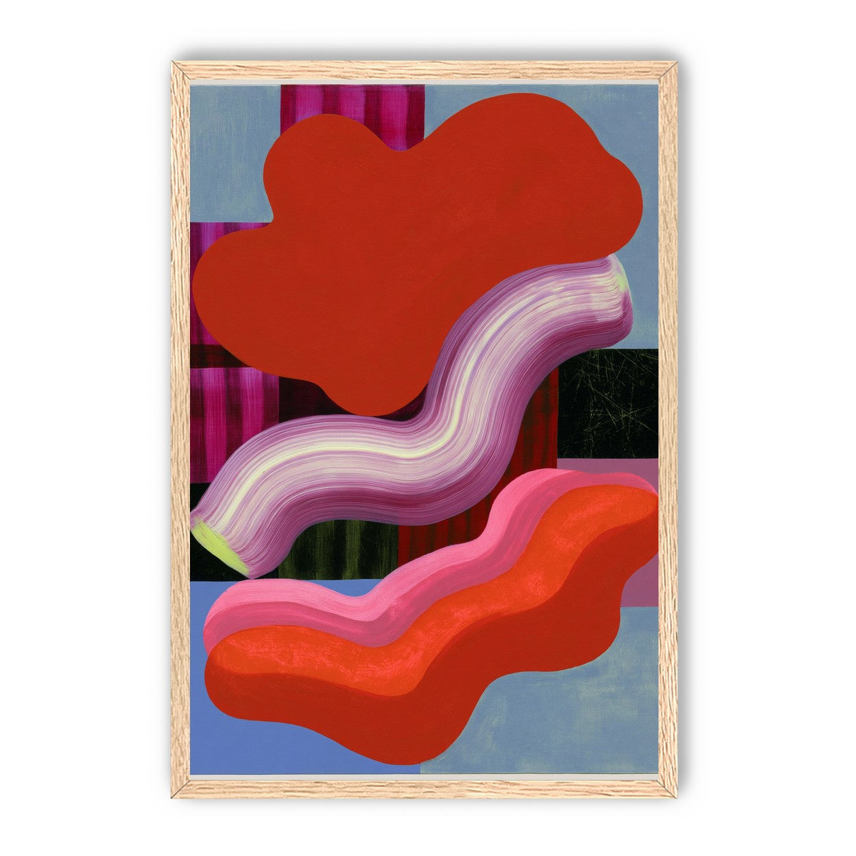Layered red forms on grid