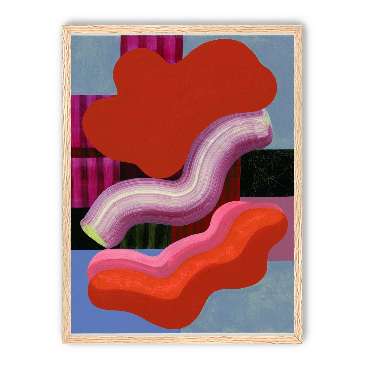 Layered red forms on grid