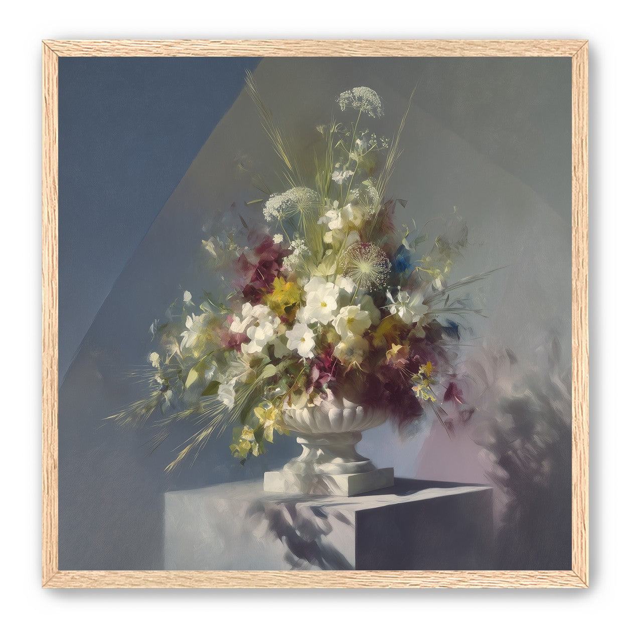 White urn within angled light