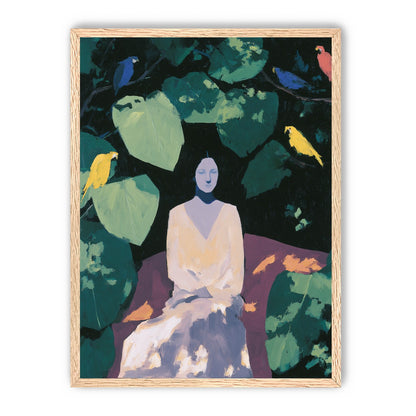 Pale dress under green leaves