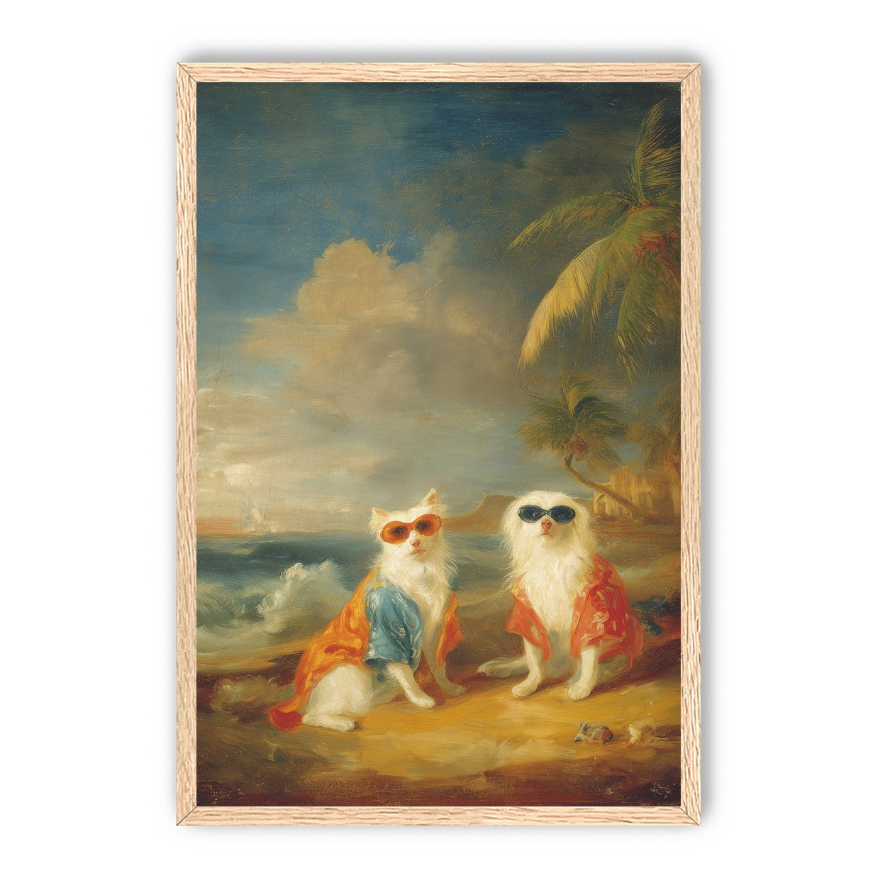 Sunglasses cats on the beach