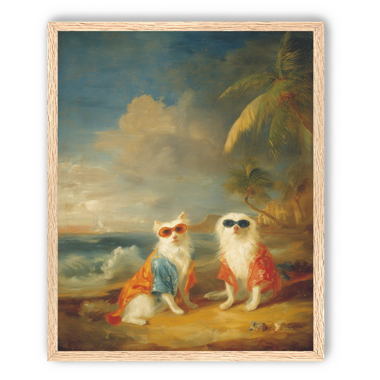 Sunglasses cats on the beach