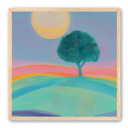 The sun behind the tree