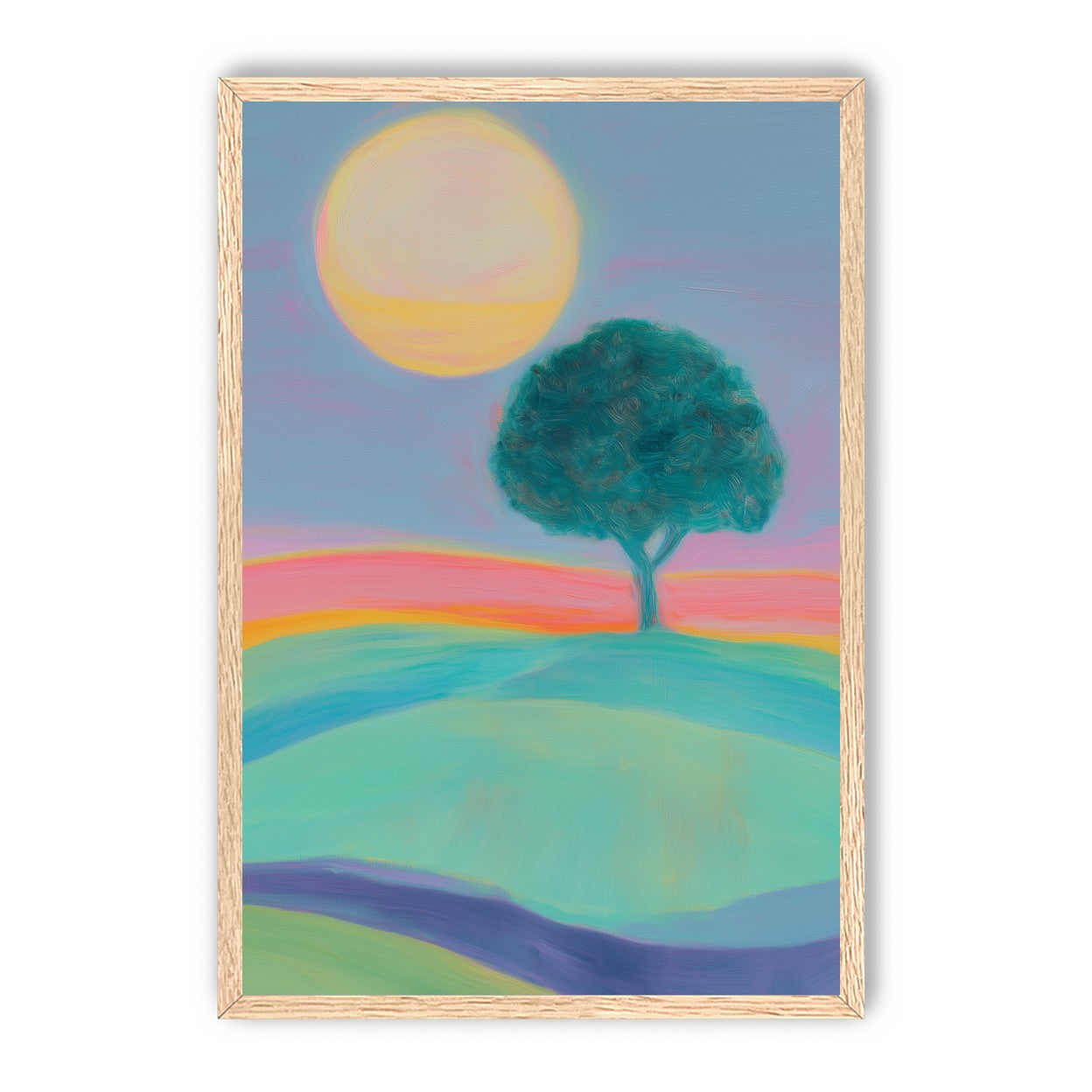 The sun behind the tree