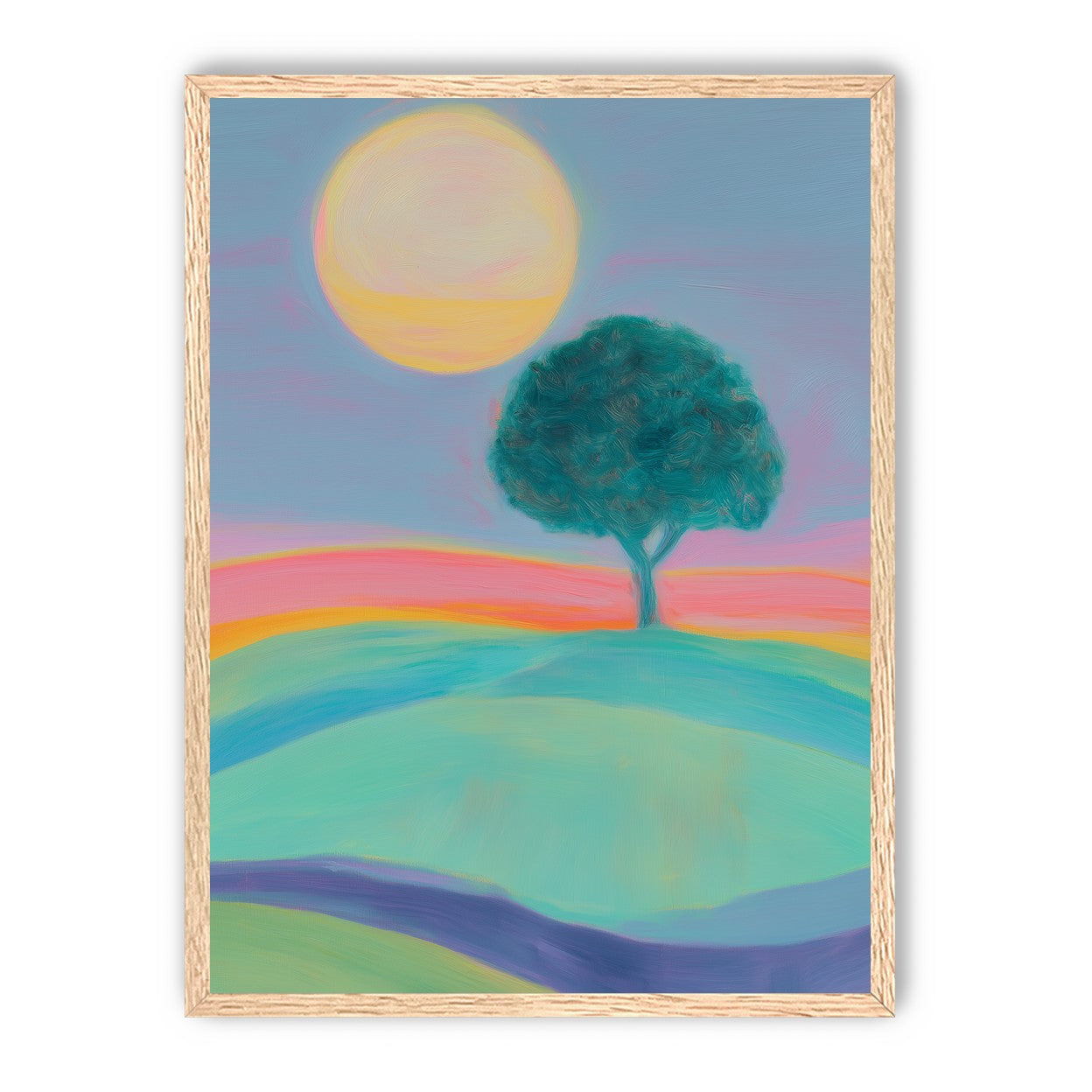The sun behind the tree
