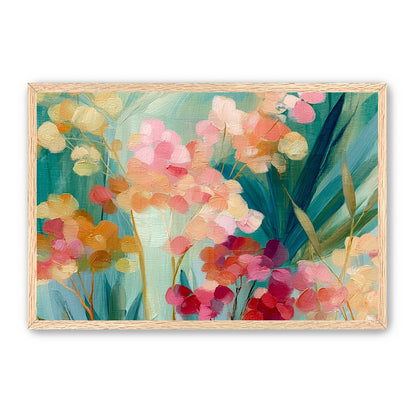 Flowers among teal leaves