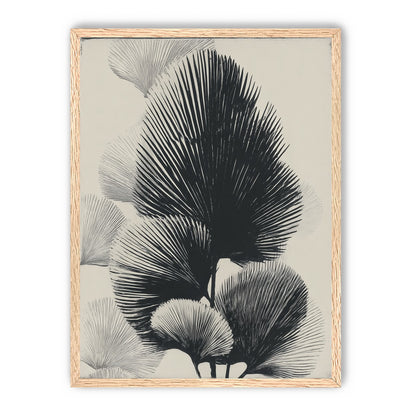 Fan fronds in ink shadow