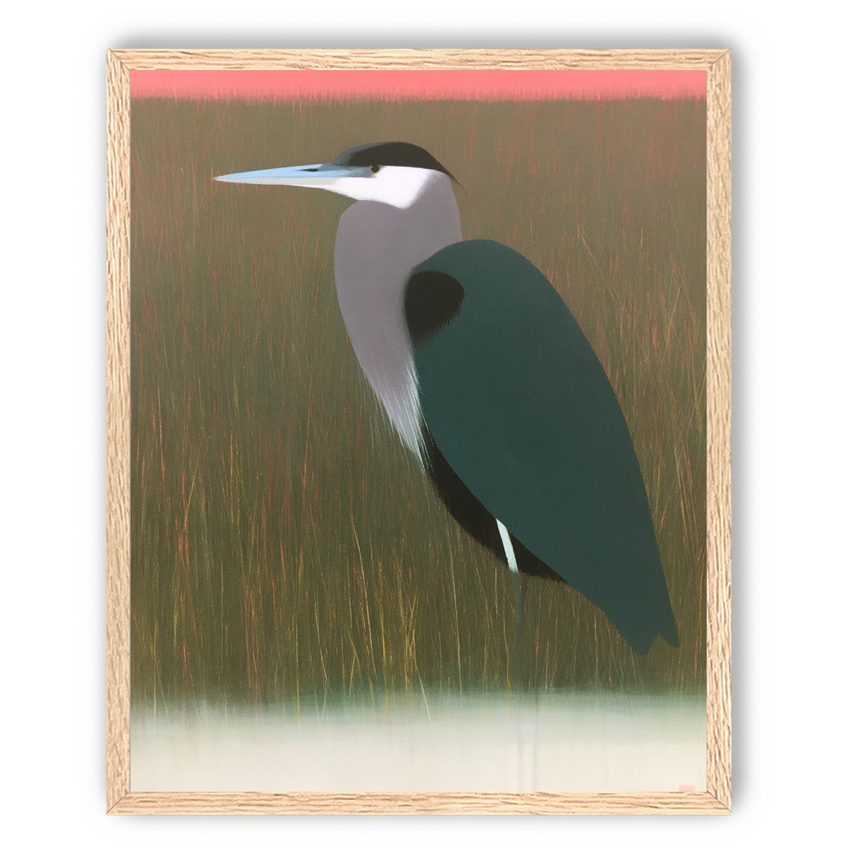 Heron in pink dusk