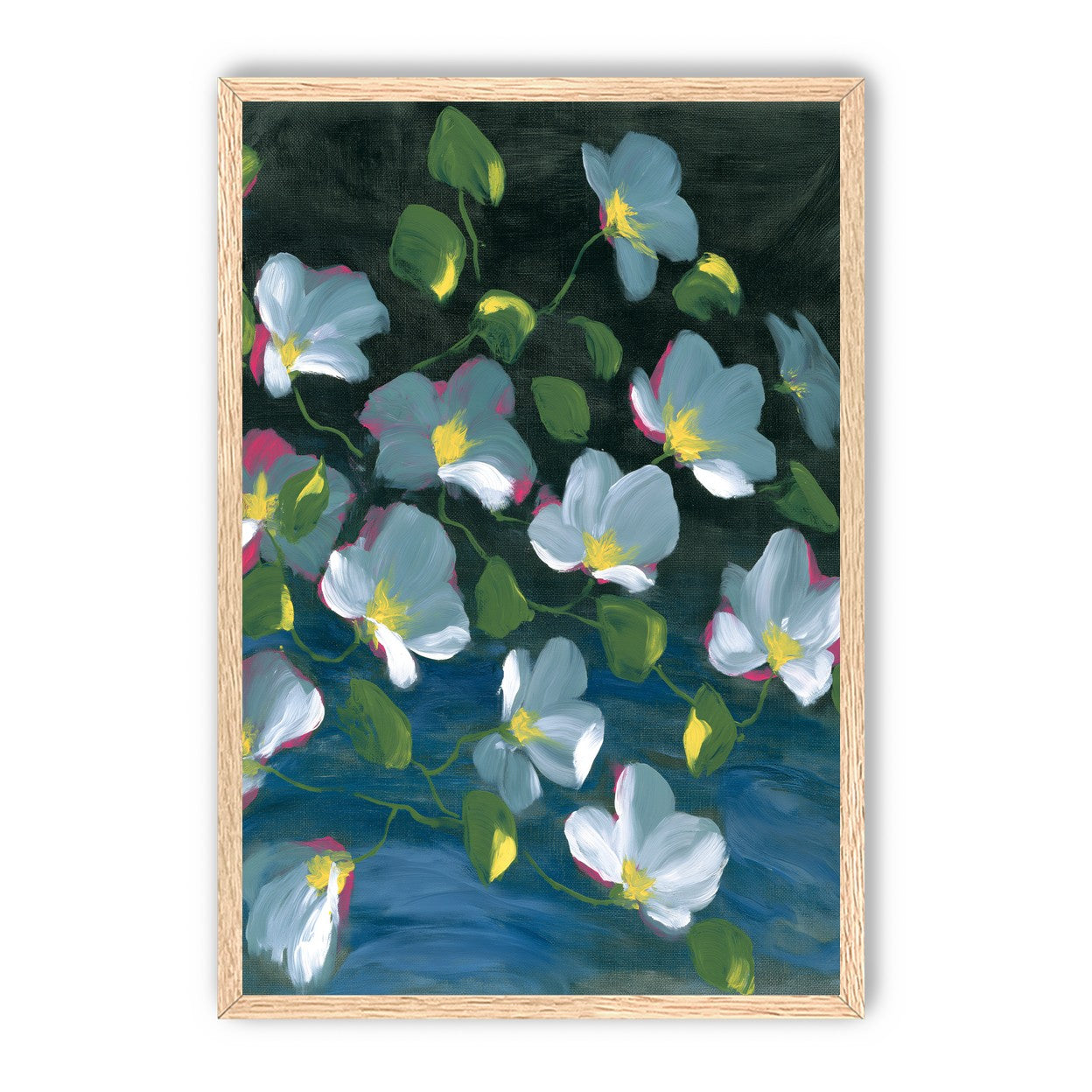 Pale blooms on black