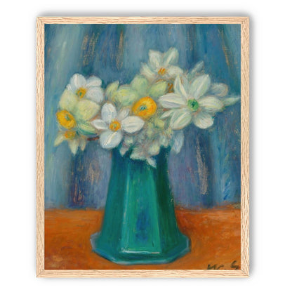 Daisies in green glass