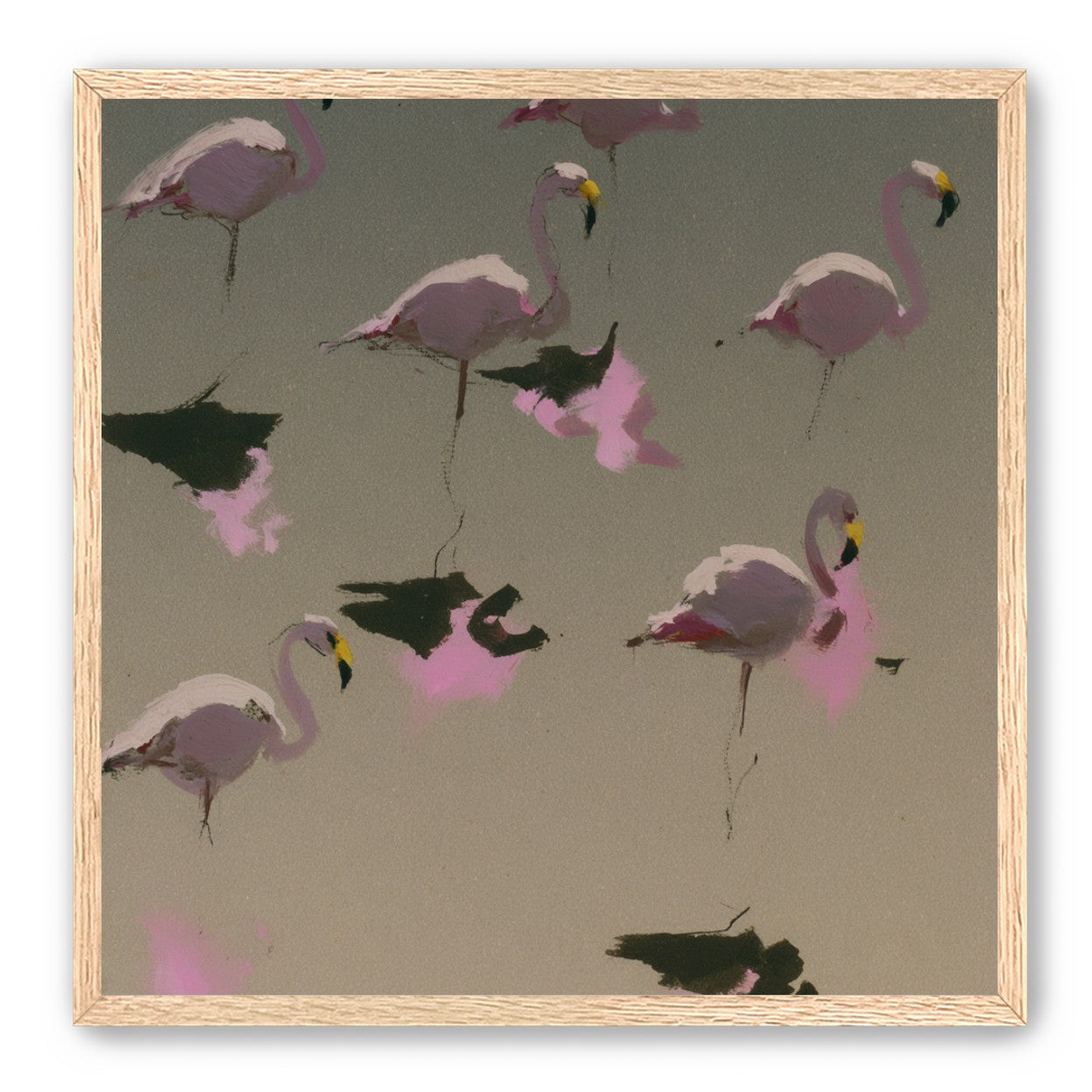 Flamingos in still water