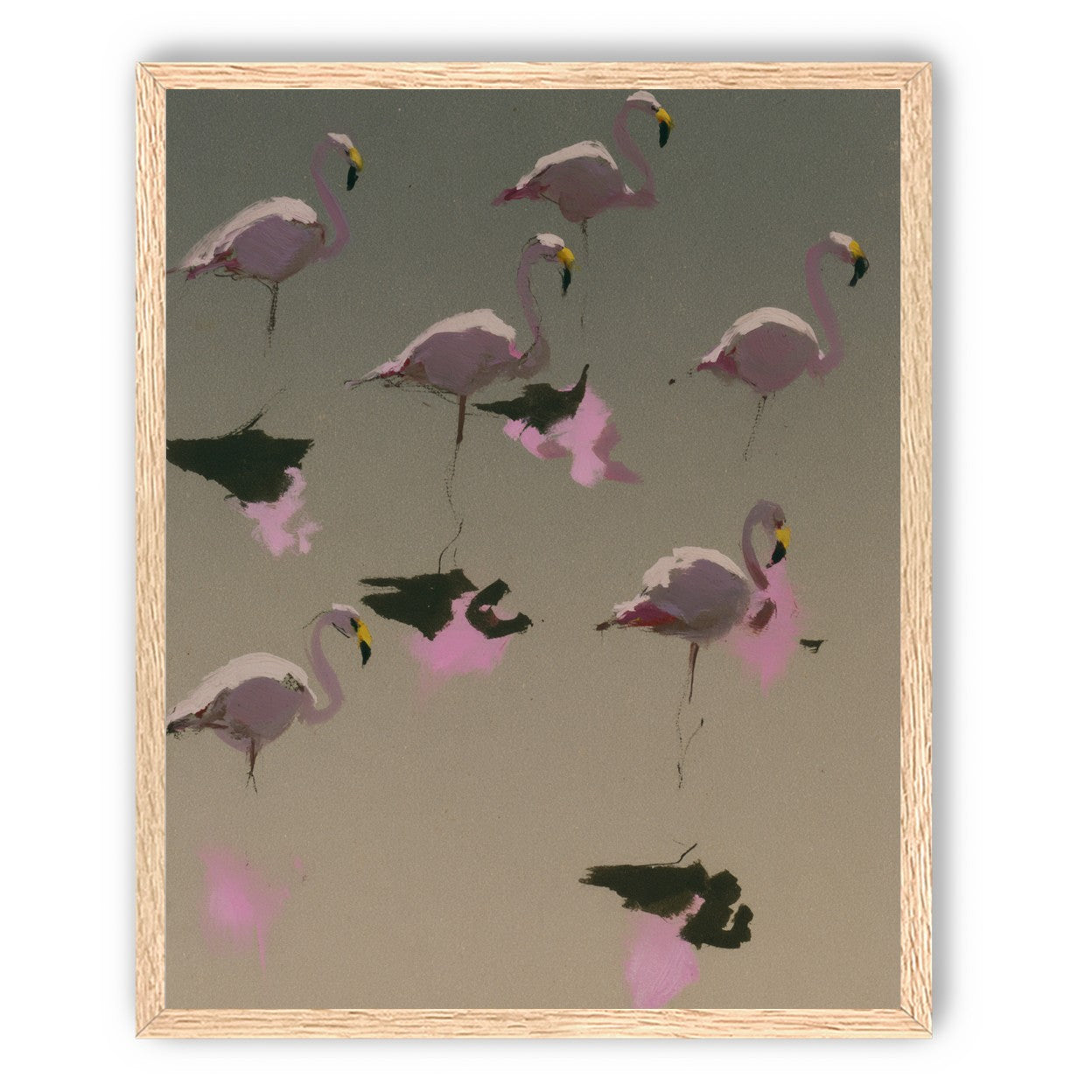 Flamingos in still water