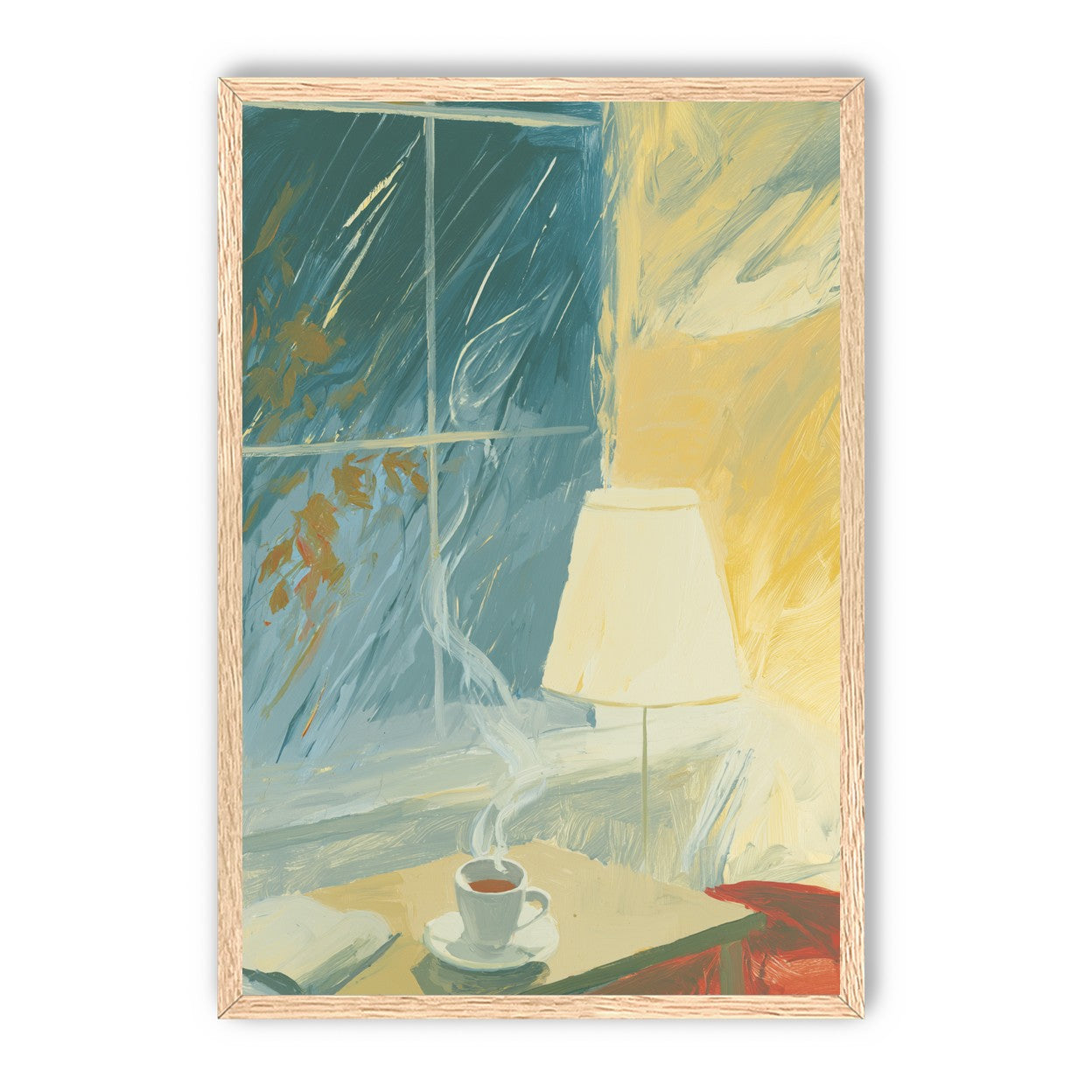 Steam against the rainy window