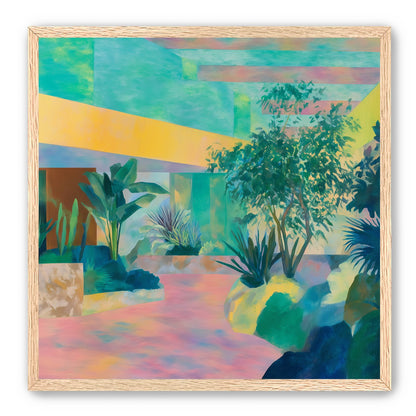 Garden beneath striped light