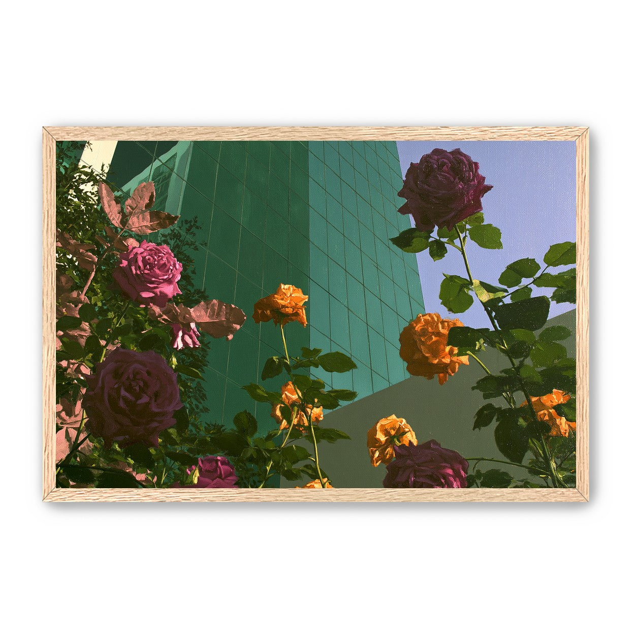 Roses climbing the glass wall