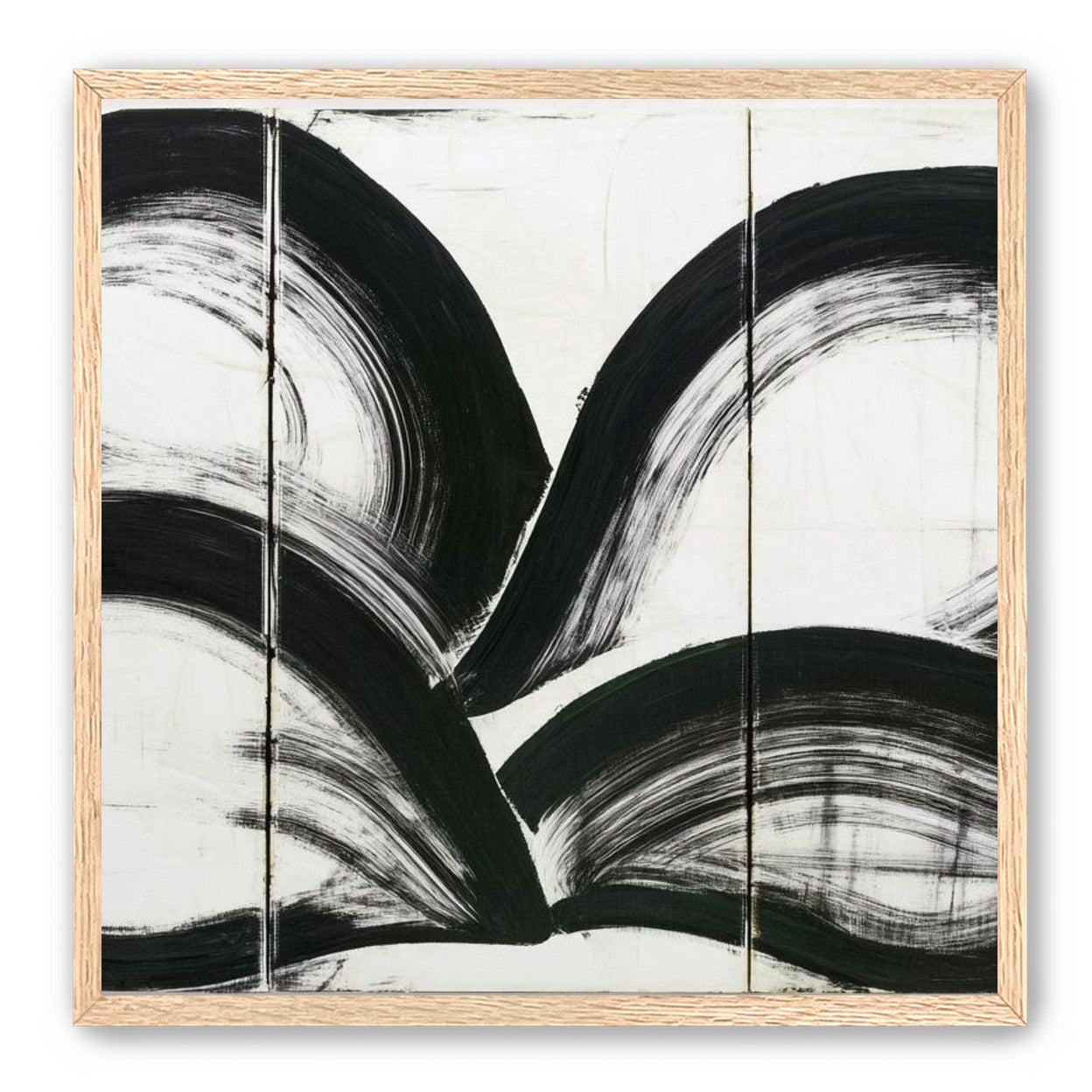 Black arcs across white panels